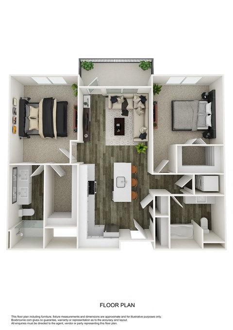 Floor plan for 2 beds, 2 baths, 1116 sqft